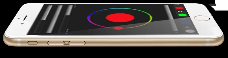 Smartphone mit Farbrad zur Lichtsteuerung