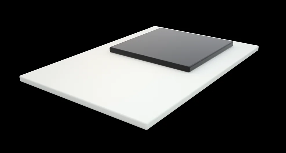 Solid-Surface-Platte, weiß mit dunklem Einleger
