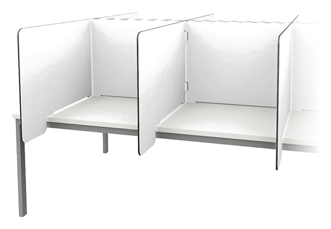 SCS partition, Trennwände aus SWISS CDF auf einem Tisch